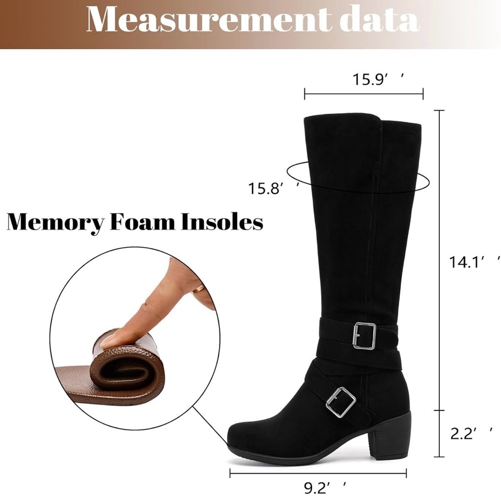 Ruiee Women's Black Knee-High Boots